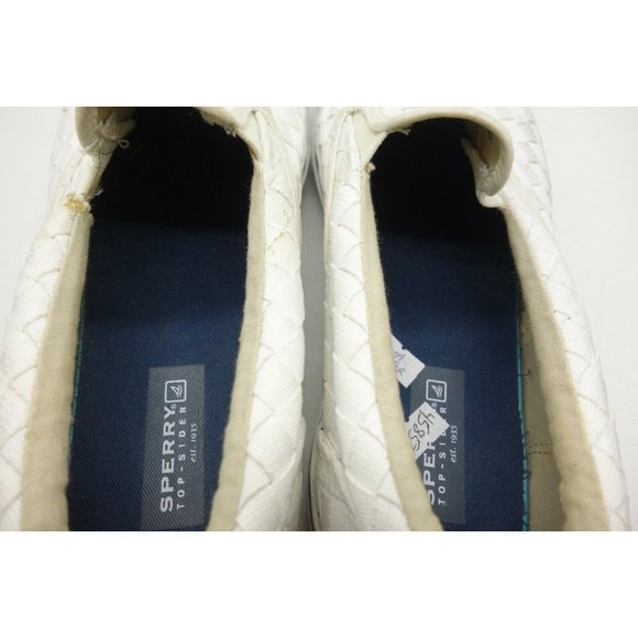 Sperry Top Sider White Woven Casual Slip on Loafers Shoes Men\'s 11.5 M